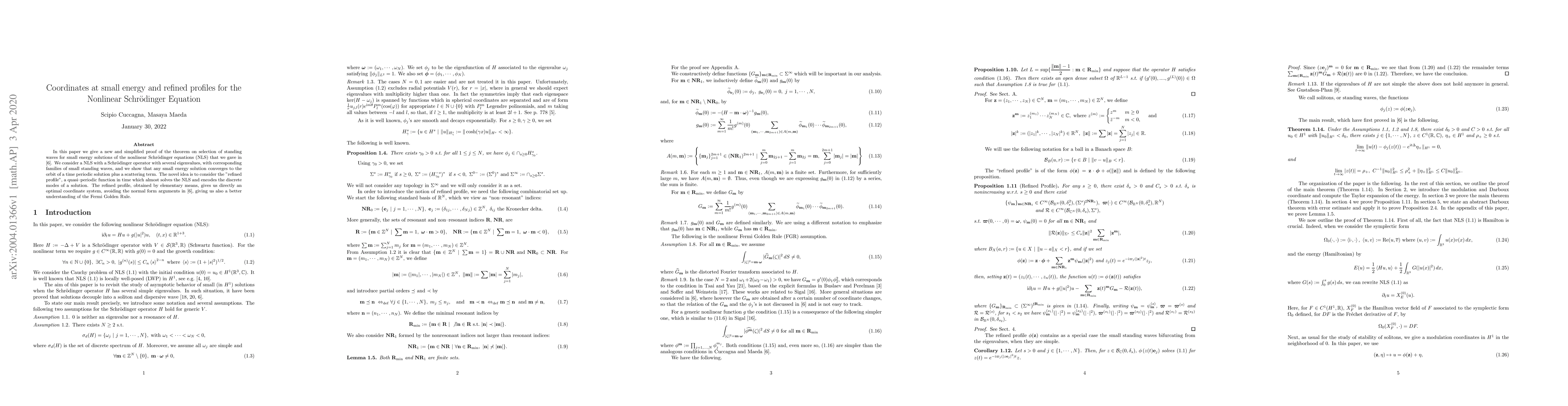 Thumbnail for Coordinates at small energy and refined profiles for the Nonlinear
  Schr\"odinger Equation