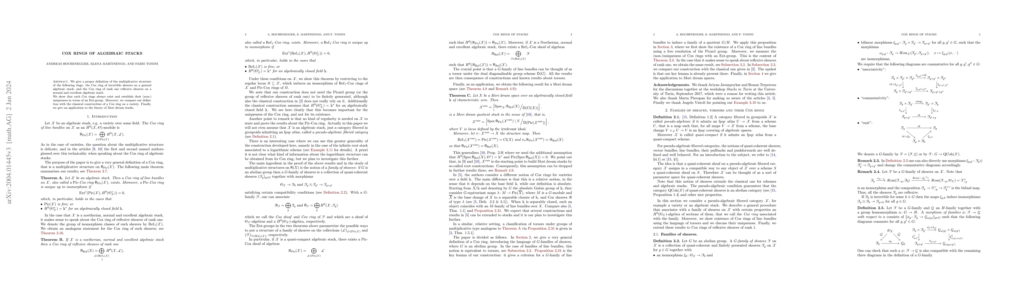 Thumbnail for Cox rings of algebraic stacks
