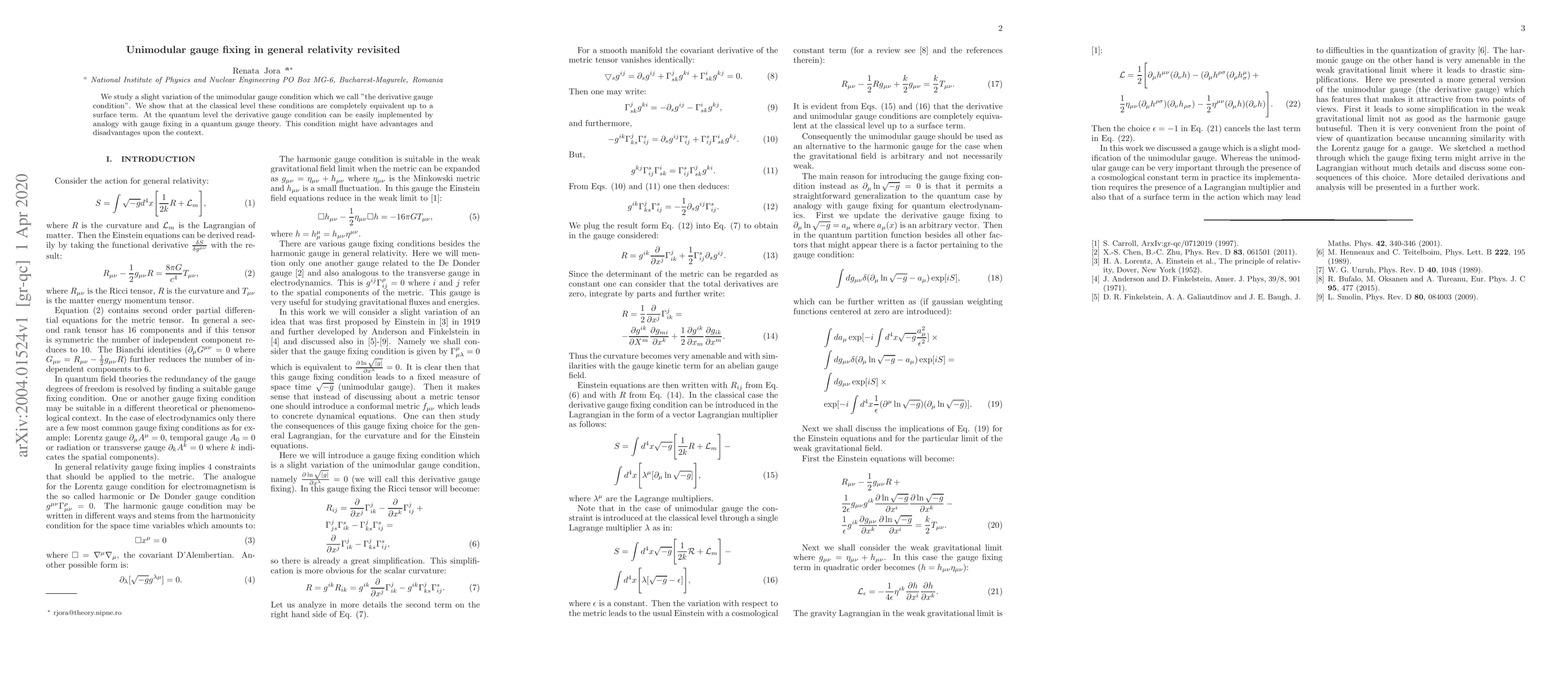 Thumbnail for Unimodular gauge fixing in general relativity revisited