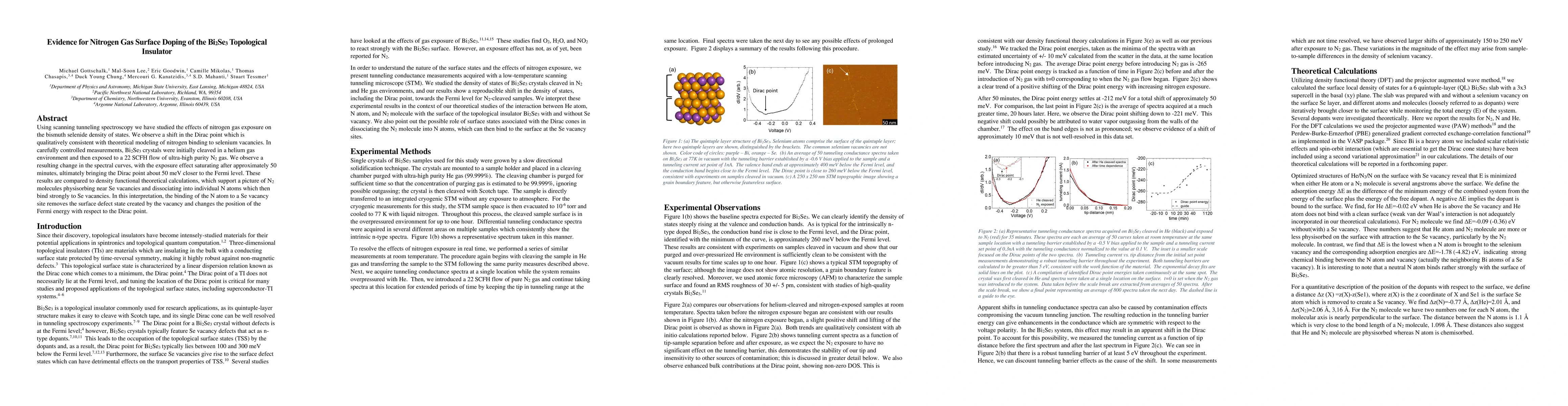 Thumbnail for Evidence for nitrogen gas surface doping of the Bi$_2$Se$_3$ topological
  insulator