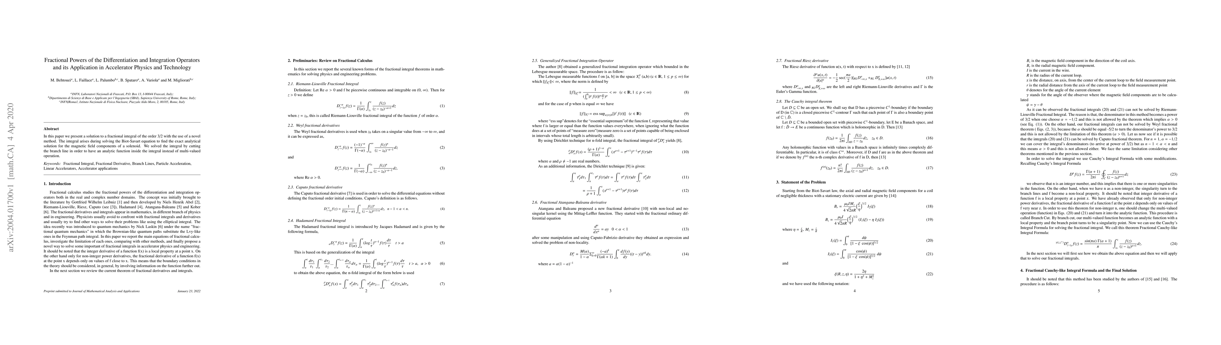 Thumbnail for Fractional Powers of the Differentiation and Integration Operators and
  its Application in Accelerator Physics and Technology