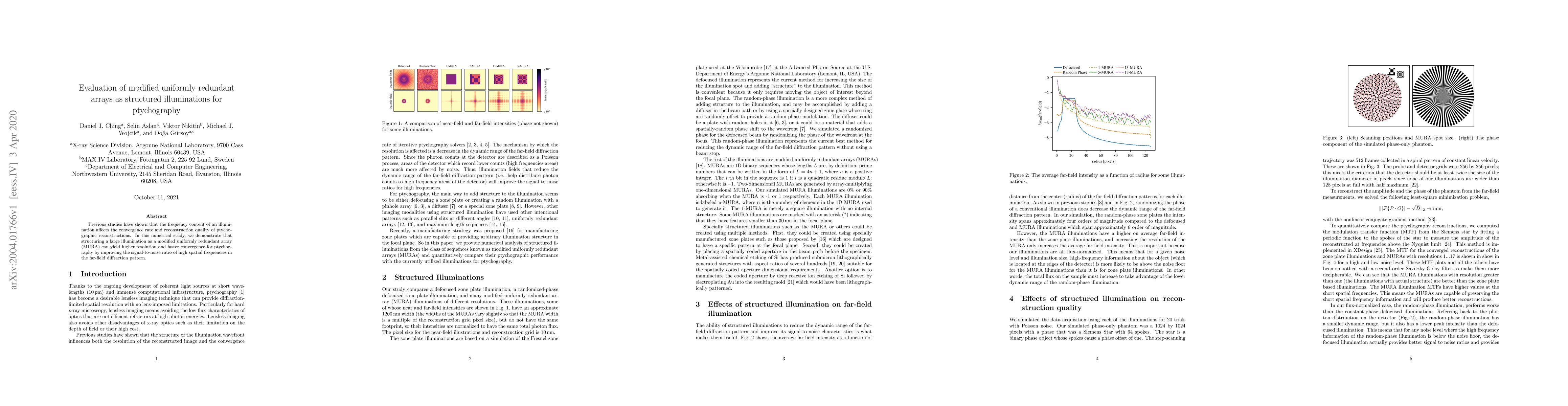 Thumbnail for Evaluation of modified uniformly redundant arrays as structured
  illuminations for ptychography