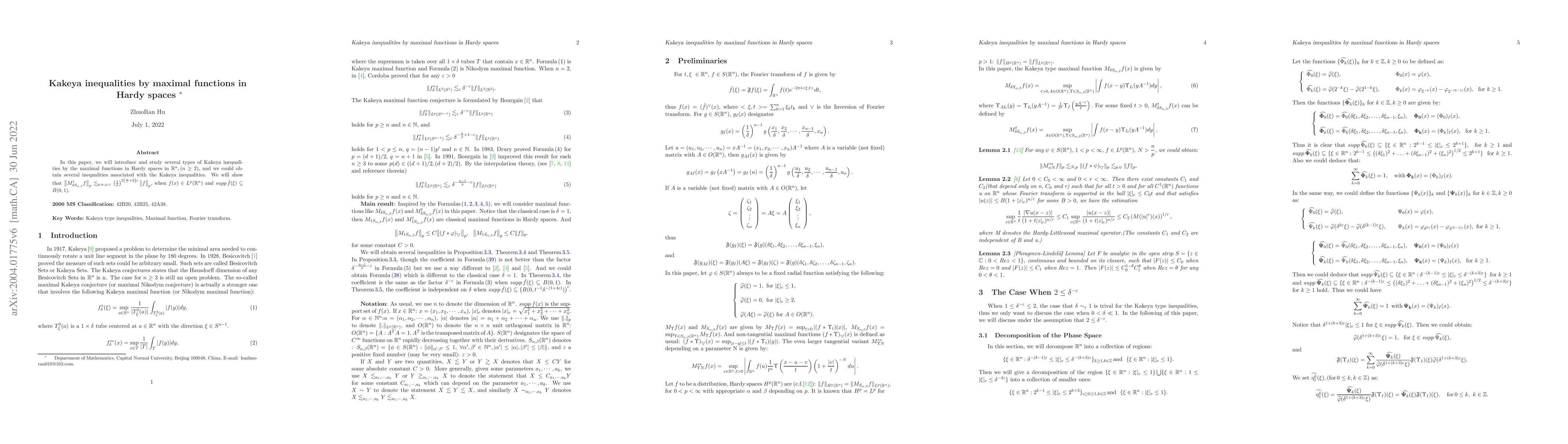 Thumbnail for Kakeya inequalities by maximal functions in Hardy spaces