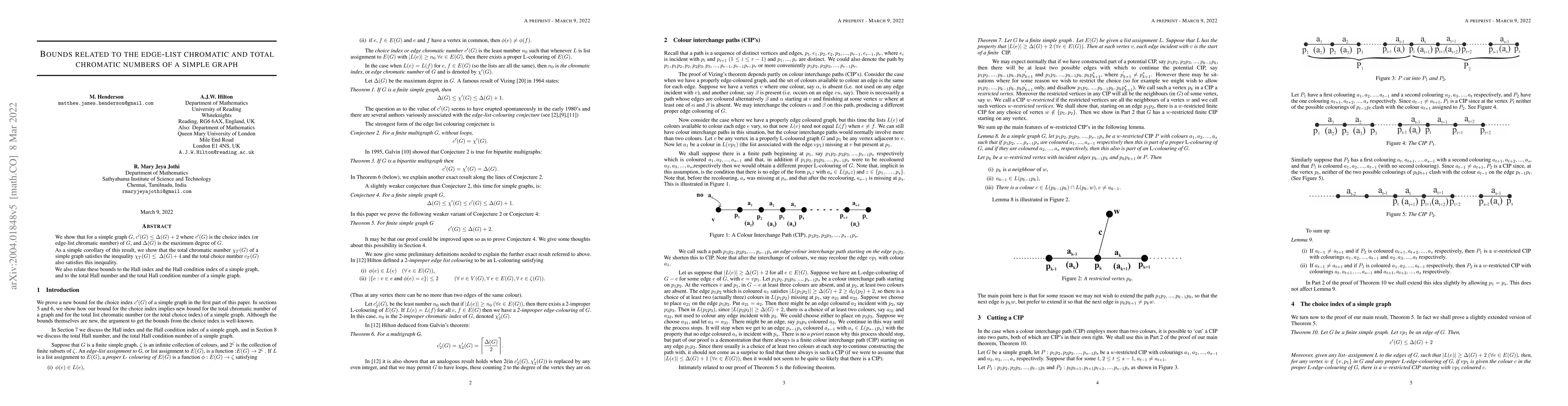 Thumbnail for Bounds Related to The Edge-List Chromatic and Total Chromatic Numbers of
  a Simple Graph