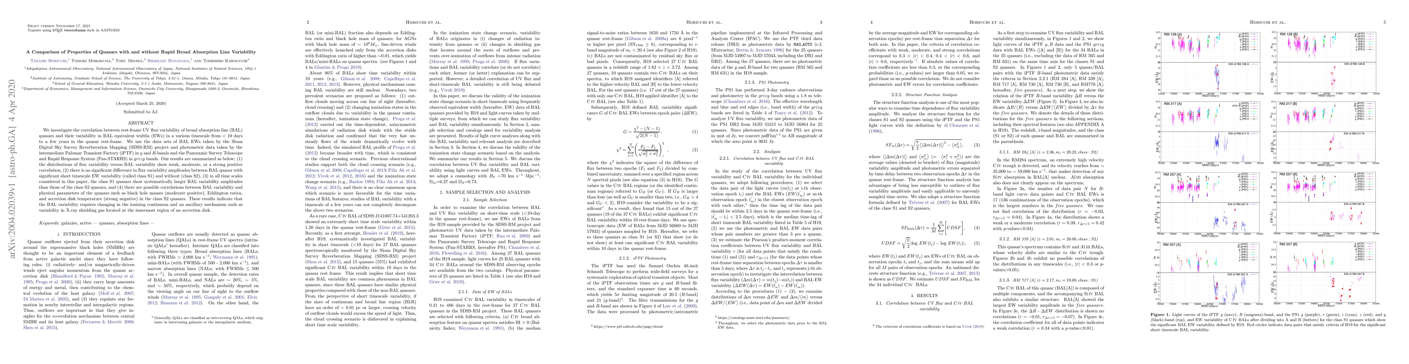 Thumbnail for A Comparison of Properties of Quasars with and without Rapid Broad
  Absorption Line Variability