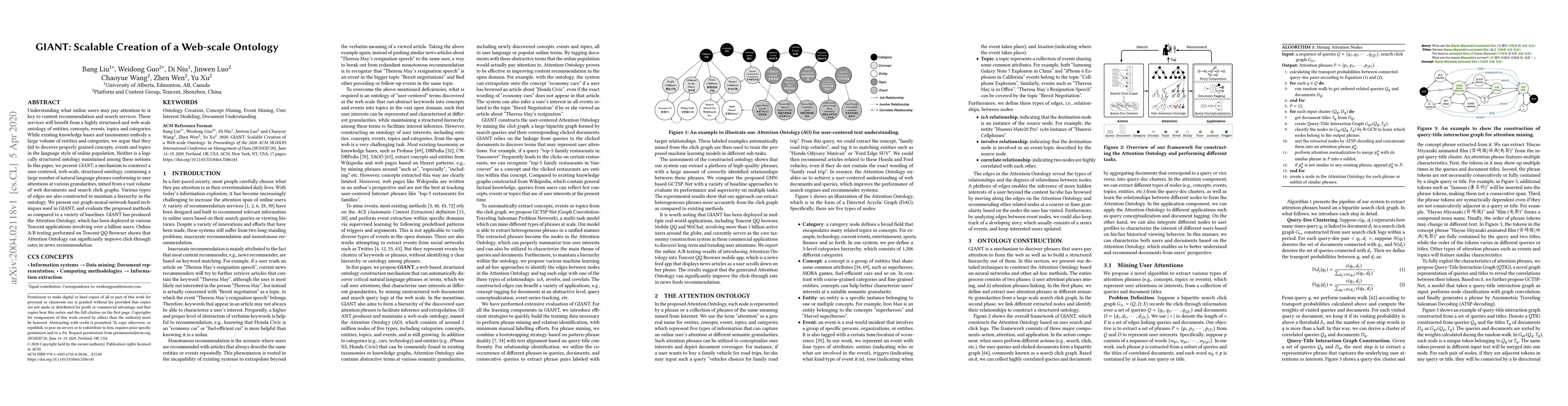 Thumbnail for GIANT: Scalable Creation of a Web-scale Ontology