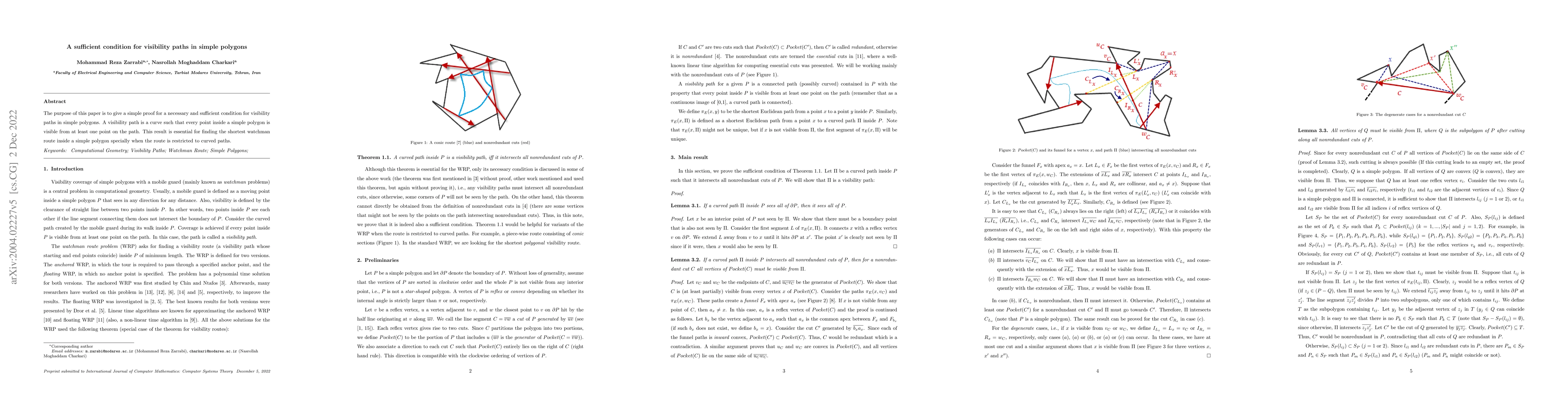 Thumbnail for A sufficient condition for visibility paths in simple polygons