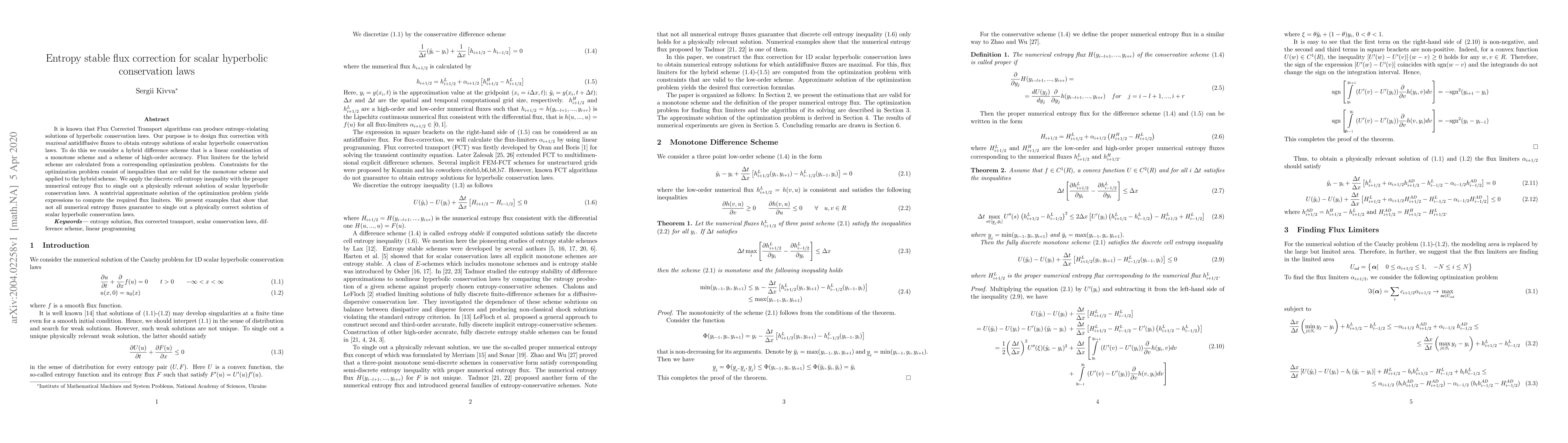 Thumbnail for Entropy stable flux correction for scalar hyperbolic conservation laws
