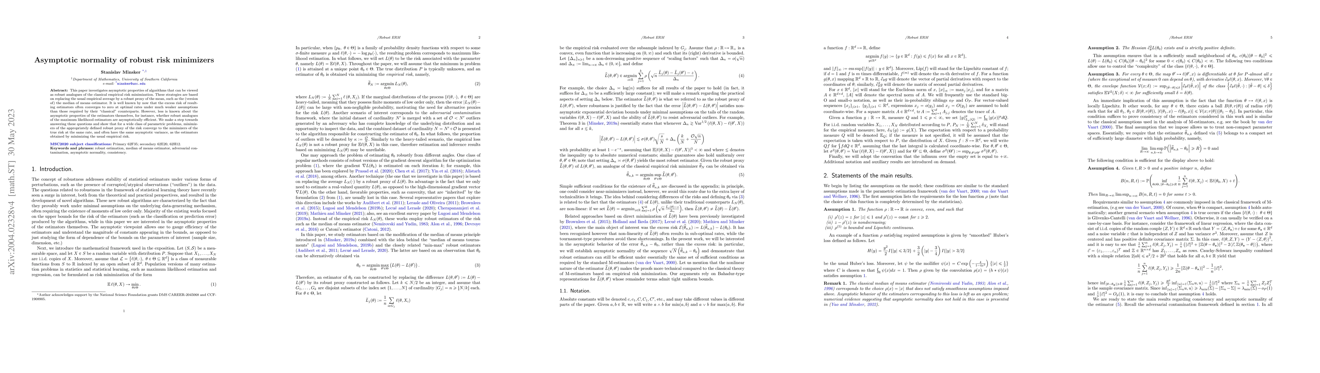 Thumbnail for Asymptotic normality of robust risk minimizers