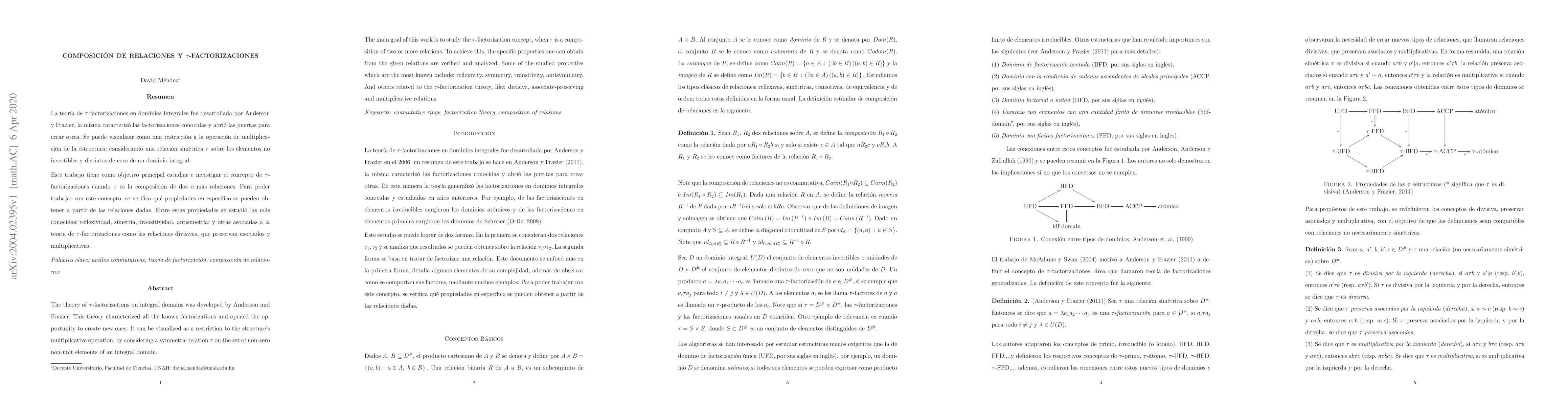 Thumbnail for Composici\'on de relaciones y $\tau$-factorizaciones