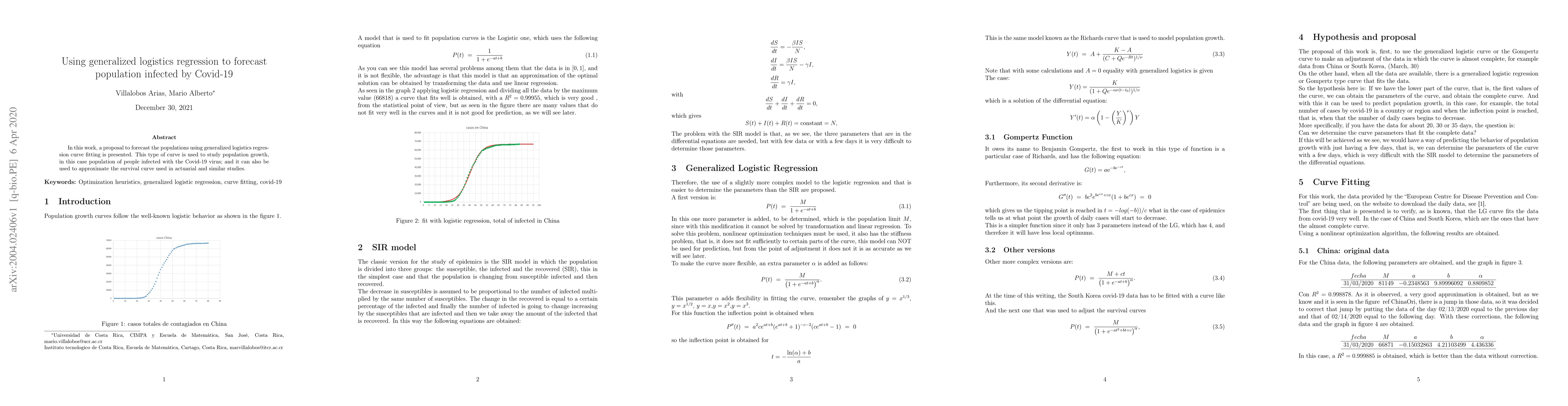 Thumbnail for Using generalized logistics regression to forecast population infected
  by Covid-19
