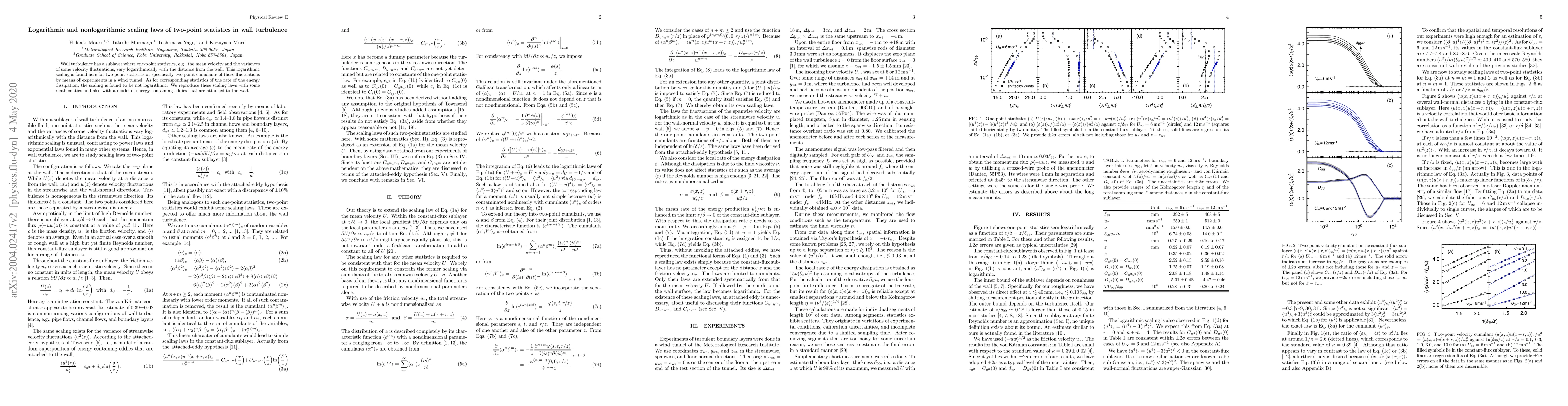 Thumbnail for Logarithmic and nonlogarithmic scaling laws of two-point statistics in
  wall turbulence