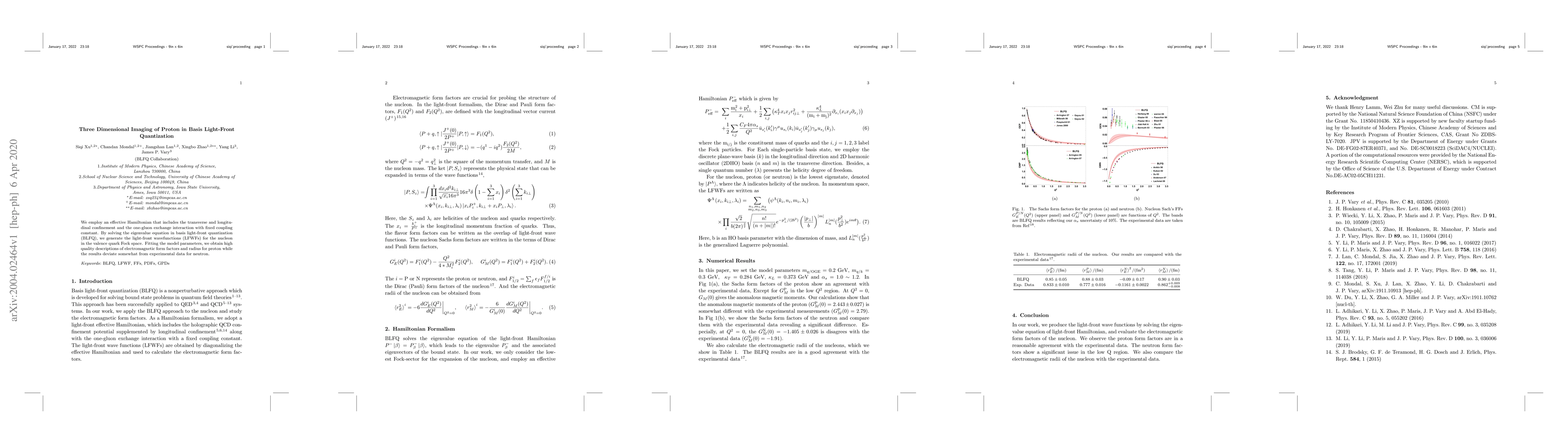 Thumbnail for Three Dimensional Imaging of Proton in Basis Light-Front Quantization