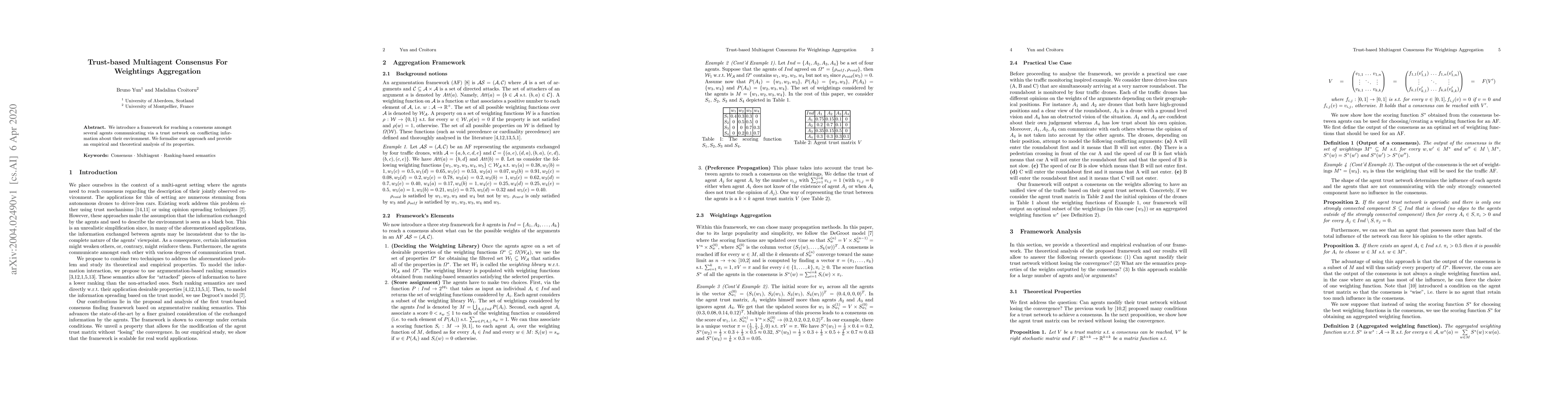 Thumbnail for Trust-based Multiagent Consensus or Weightings Aggregation