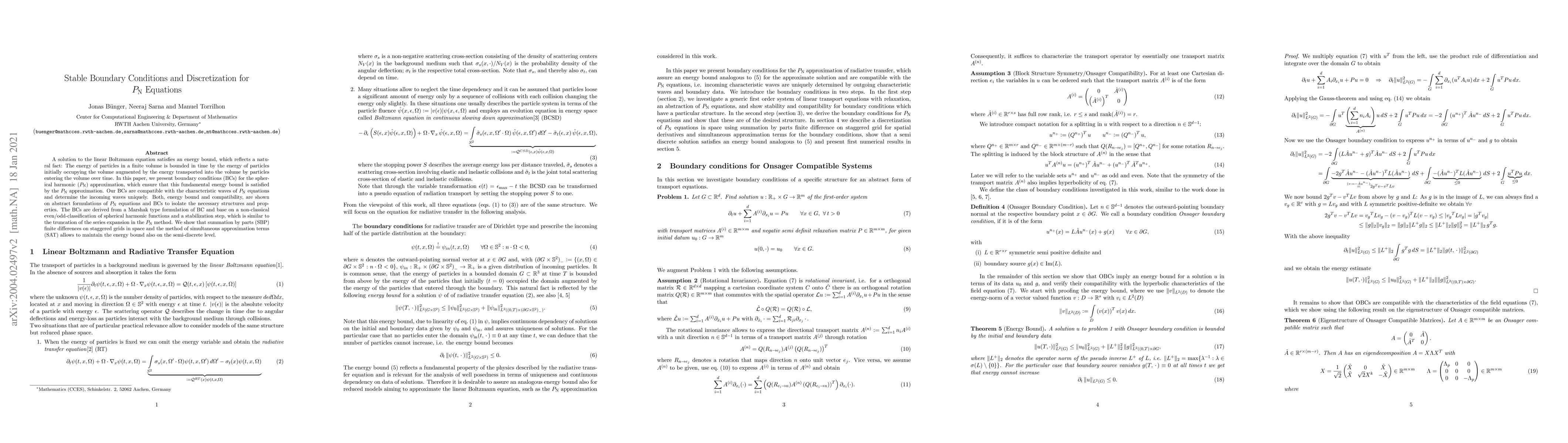 Thumbnail for Stable Boundary Conditions and Discretization for PN Equations