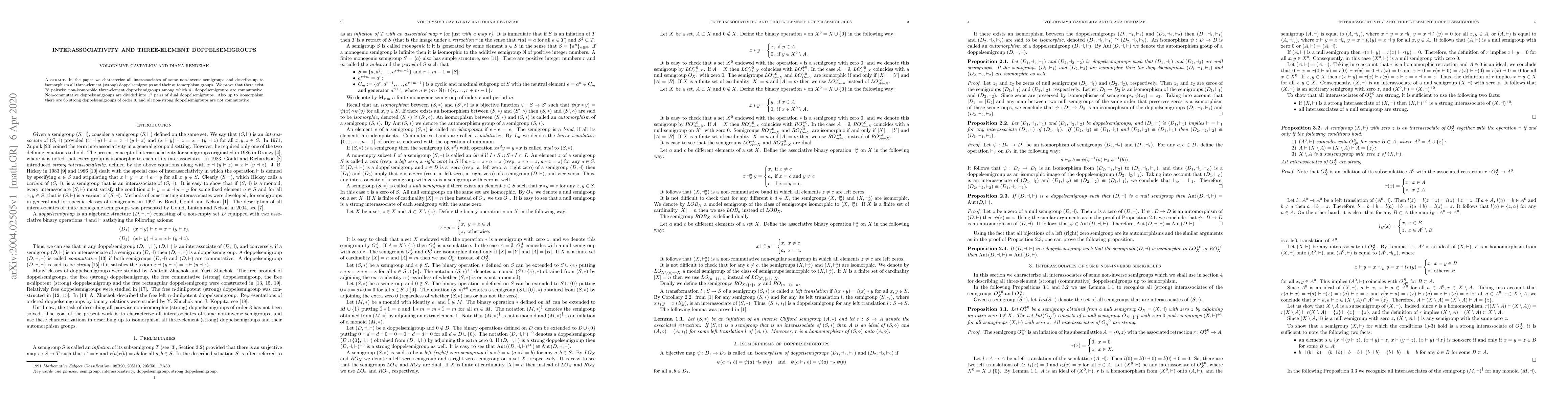 Thumbnail for Interassociativity and three-element doppelsemigroups
