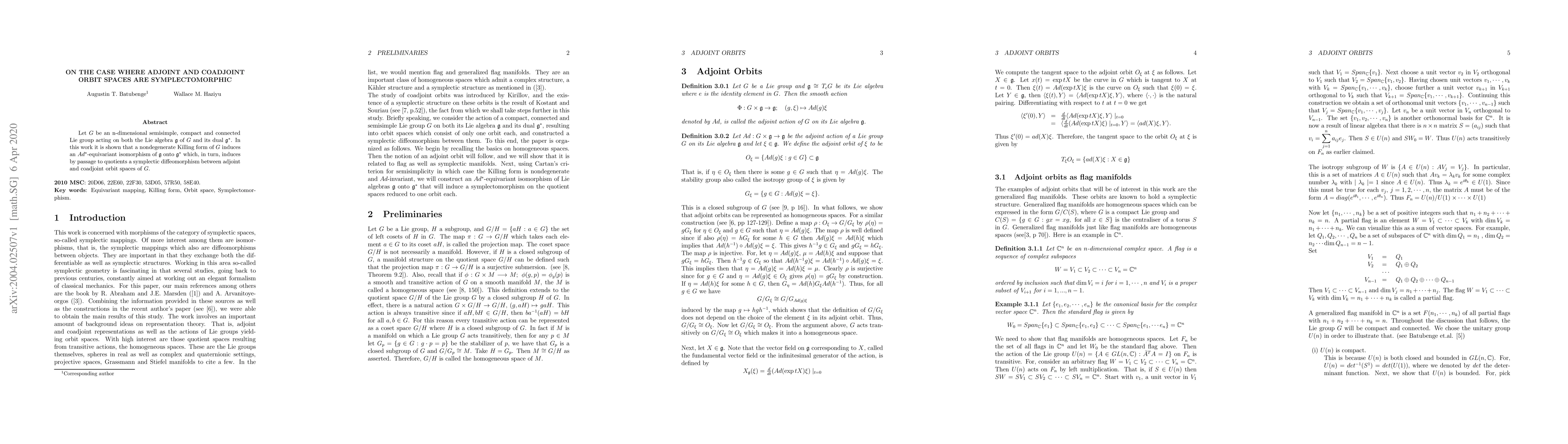 Thumbnail for On the case where Adjoint and Coadjoint Orbit Spaces are
  Symplectomorphic