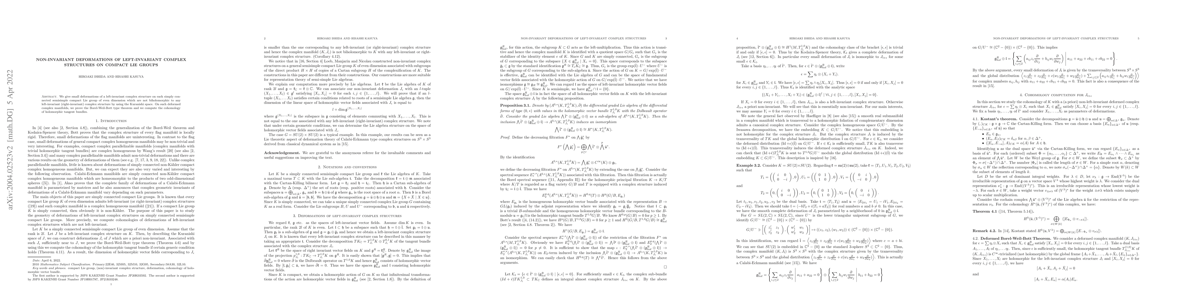 Thumbnail for Non-invariant deformations of left-invariant complex structures on
  compact Lie groups