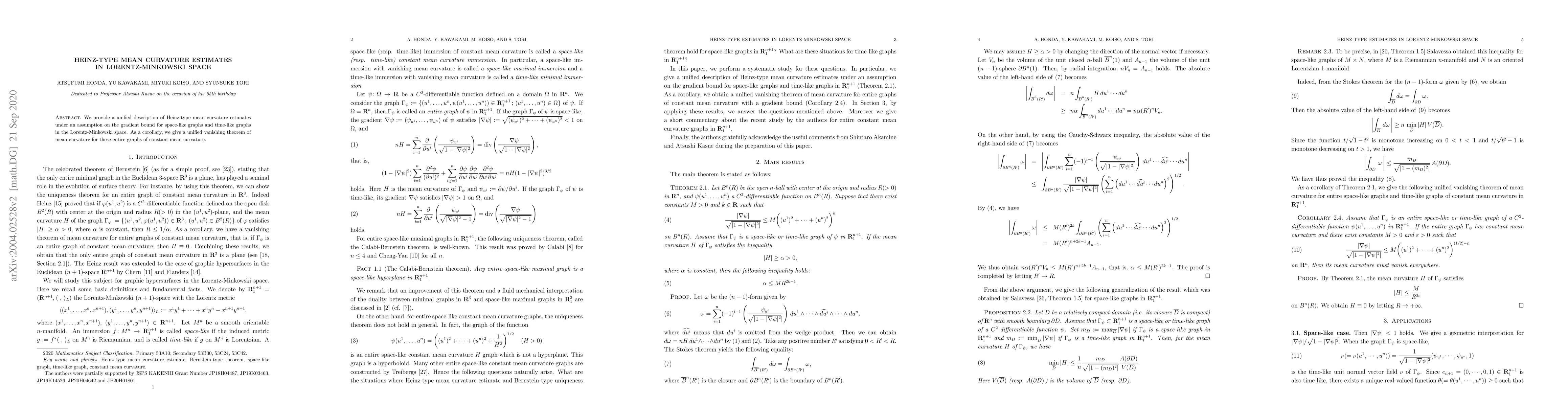 Thumbnail for Heinz-type mean curvature estimates in Lorentz-Minkowski space