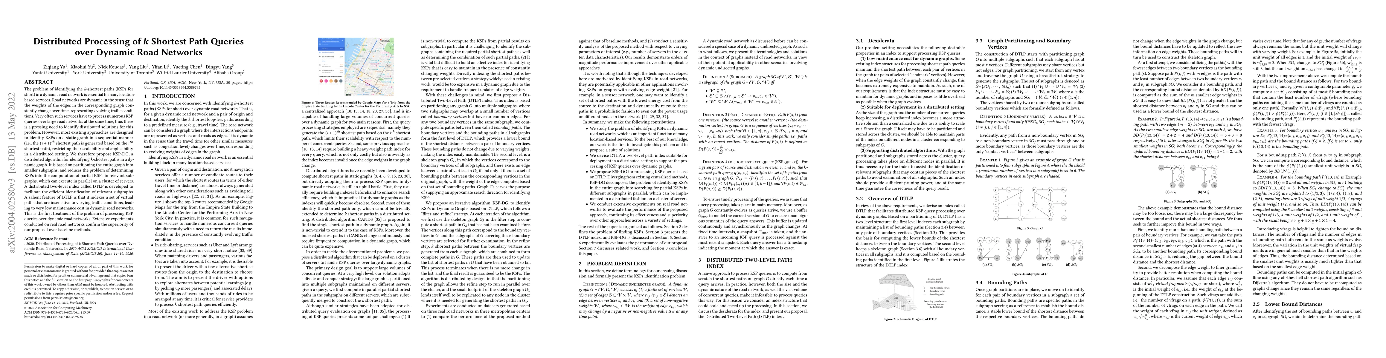 Thumbnail for Distributed Processing of k Shortest Path Queries over Dynamic Road
  Networks