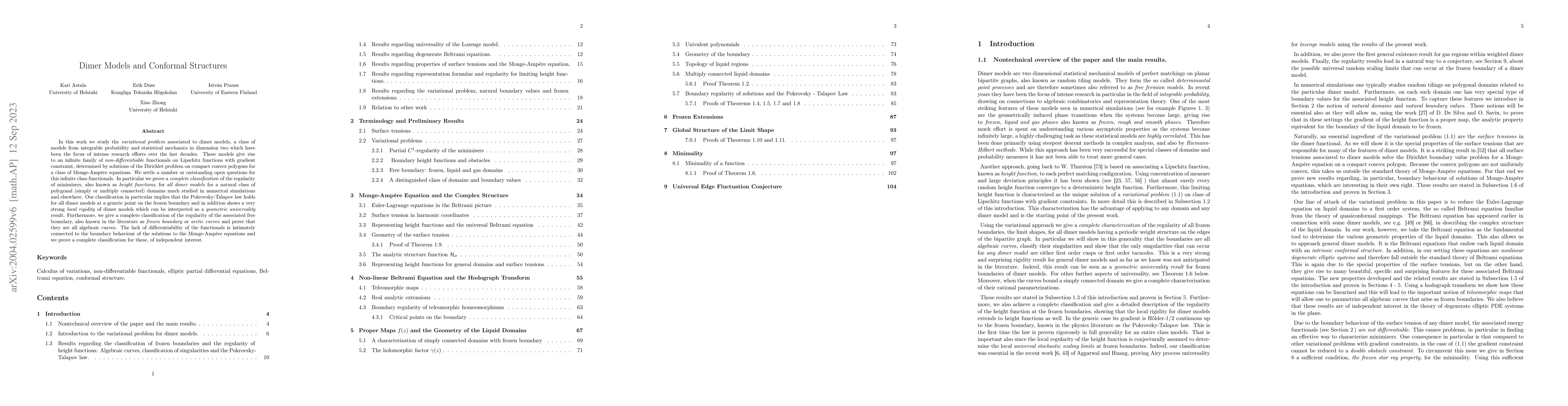 Thumbnail for Dimer Models and Conformal Structures