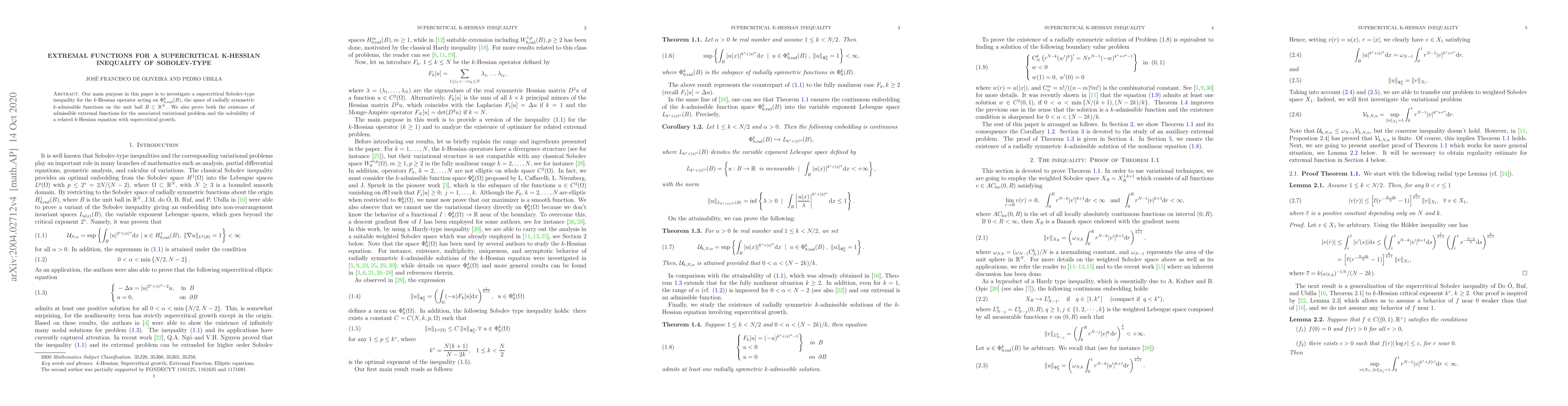 Thumbnail for Extremal functions for a supercritical k-Hessian inequality of
  Sobolev-type