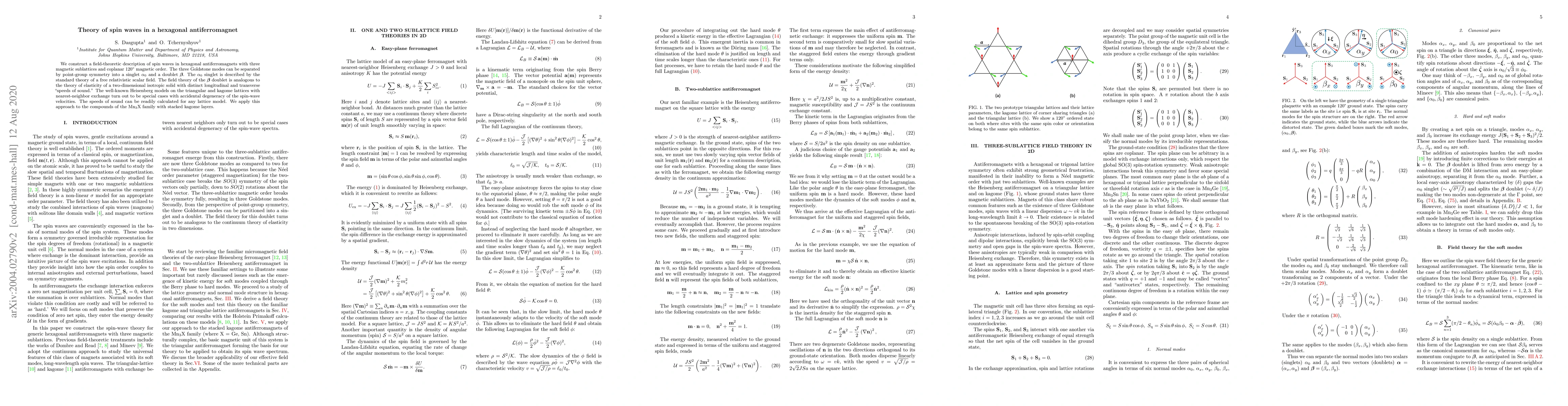 Thumbnail for Theory of spin waves in a hexagonal antiferromagnet