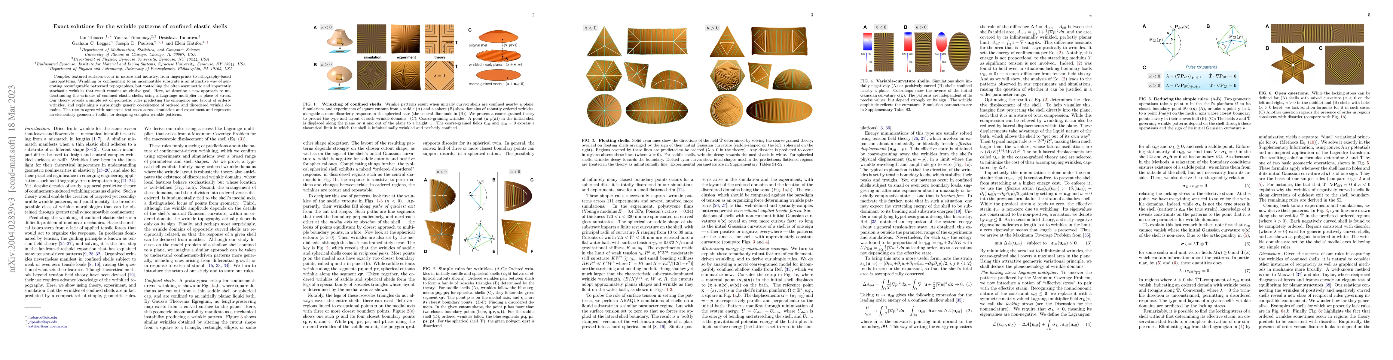 Thumbnail for Exact solutions for the wrinkle patterns of confined elastic shells