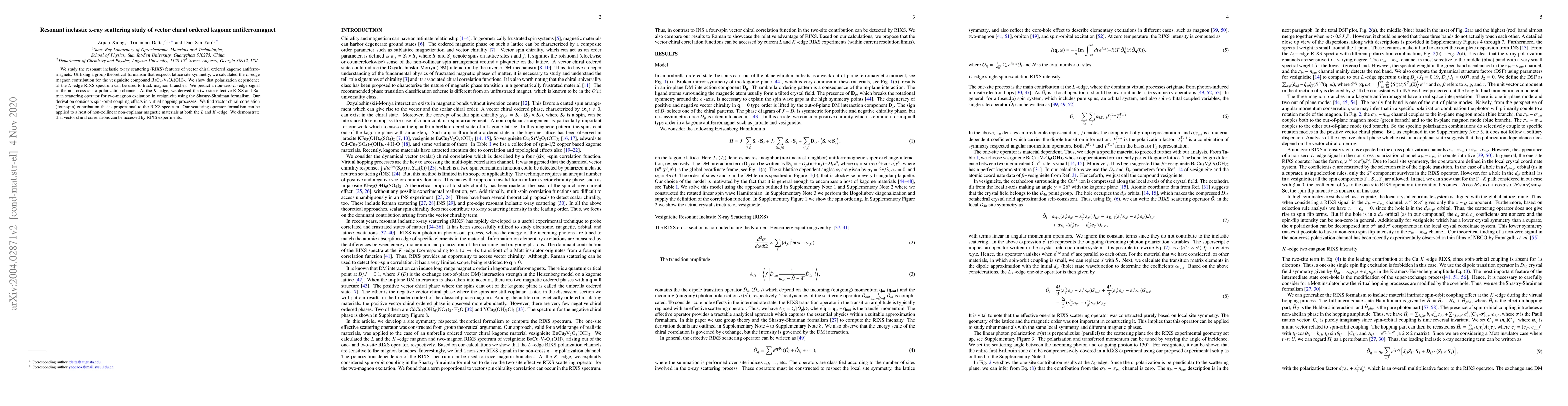 Thumbnail for Resonant inelastic x-ray scattering study of vector chiral ordered
  kagome antiferromagnet