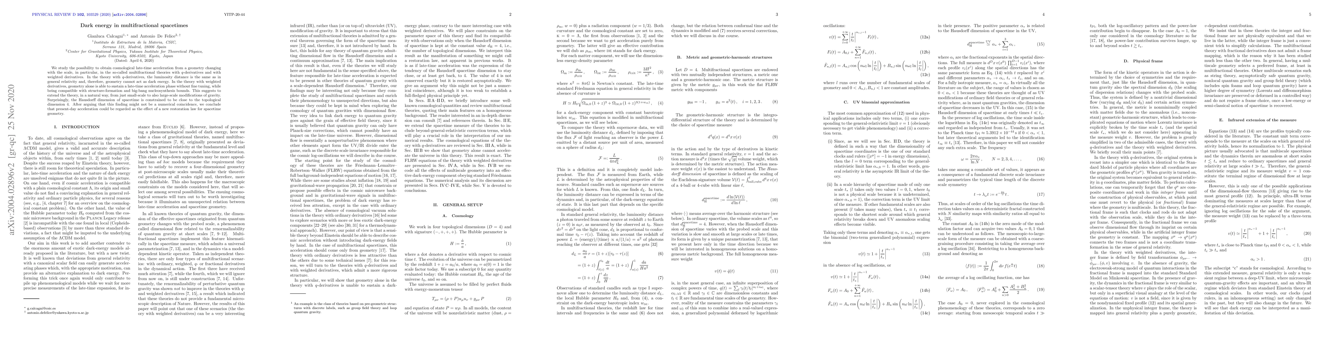 Thumbnail for Dark energy in multi-fractional spacetimes