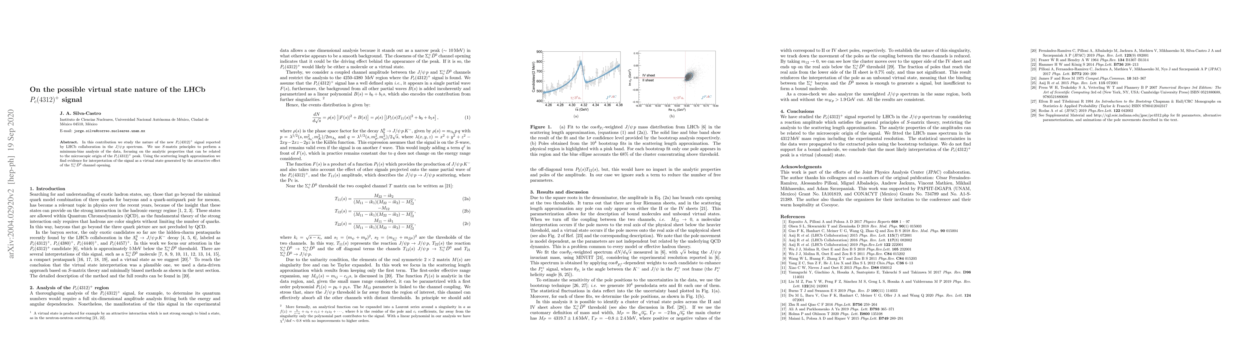 Thumbnail for On the possible virtual state nature of the LHCb Pc$(4312)^+$ signal