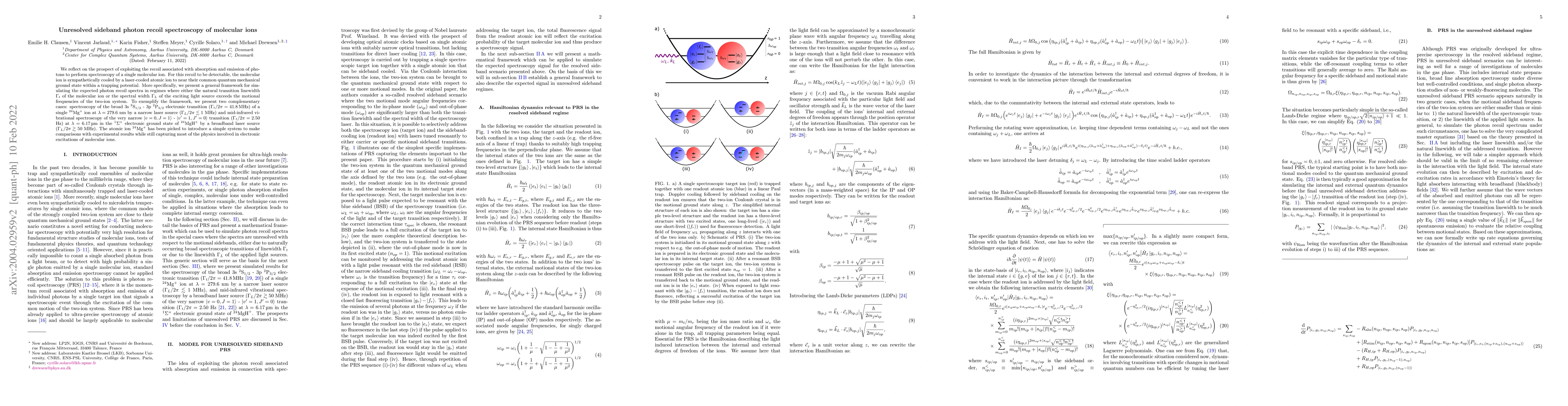 Thumbnail for Unresolved sideband photon recoil spectroscopy of molecular ions