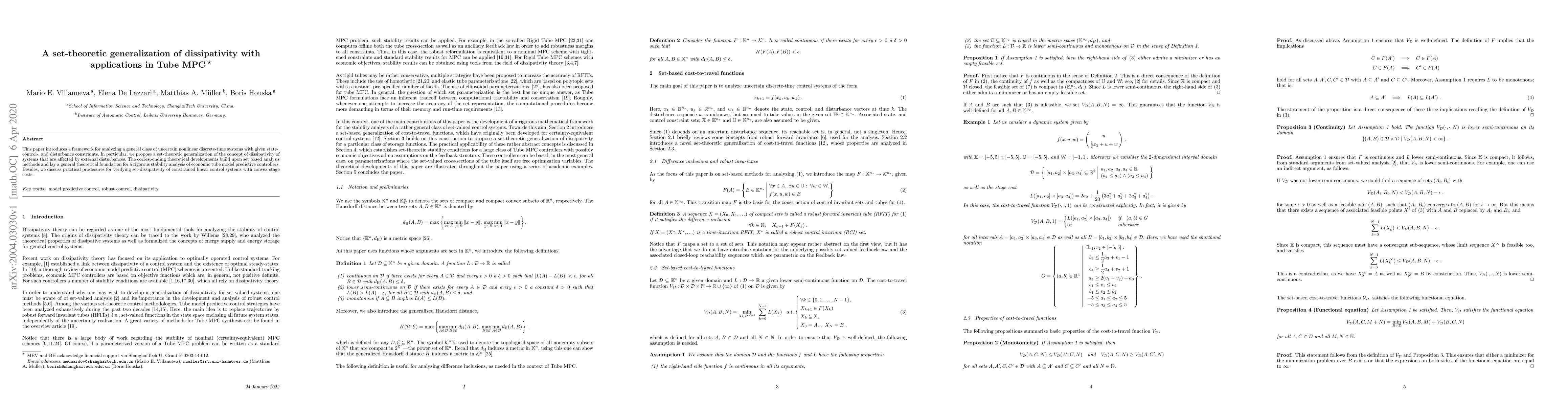Thumbnail for A set-theoretic generalization of dissipativity with applications in
  Tube MPC