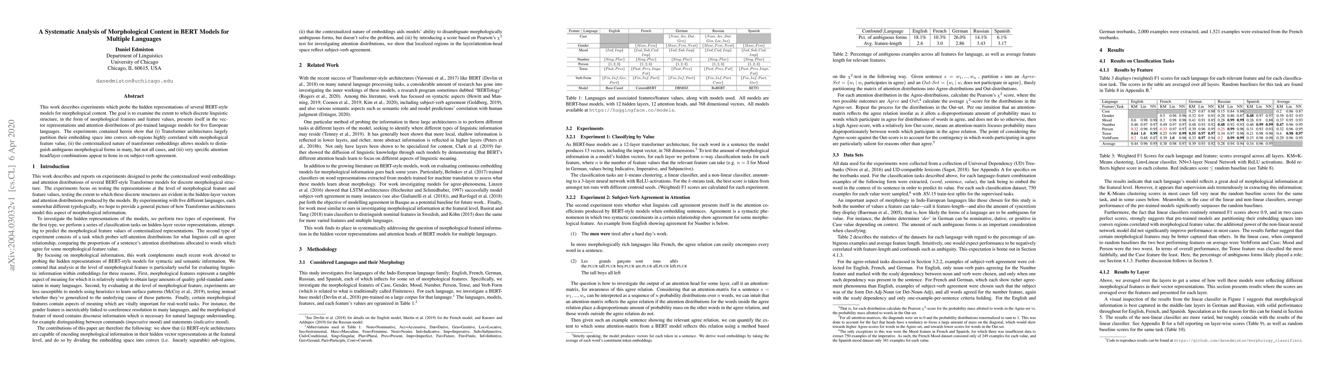 Thumbnail for A Systematic Analysis of Morphological Content in BERT Models for
  Multiple Languages