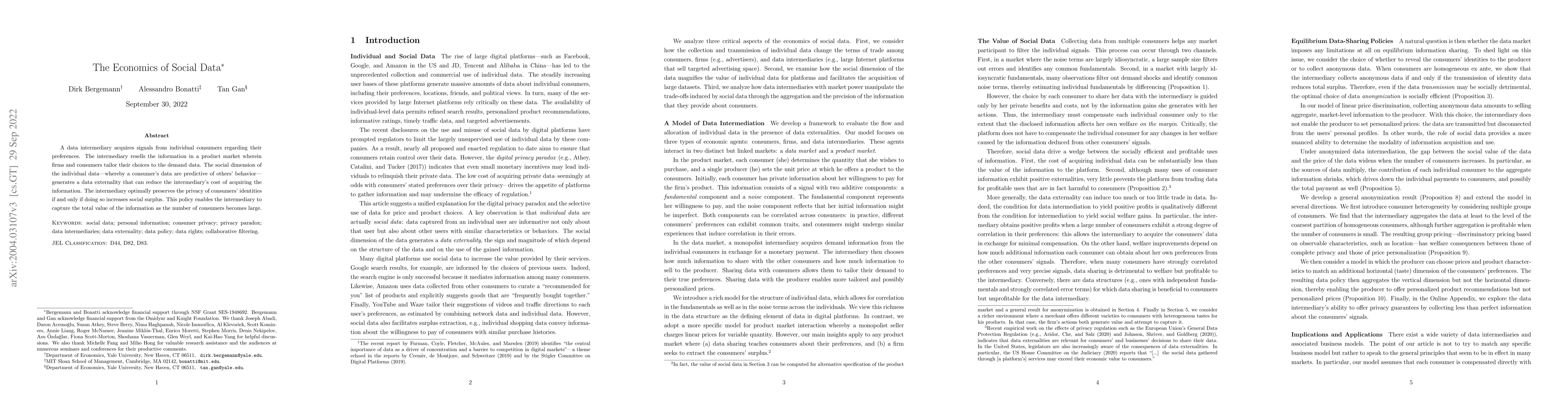 Thumbnail for The Economics of Social Data