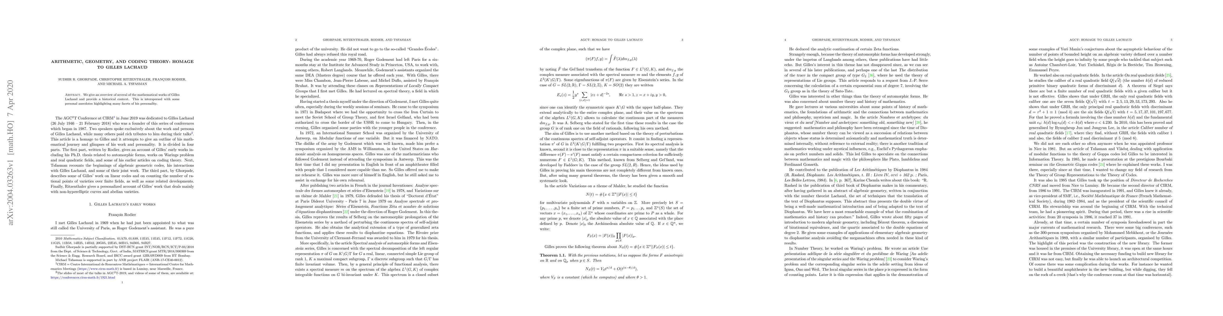 Thumbnail for Arithmetic, Geometry, and Coding Theory: Homage to Gilles Lachaud