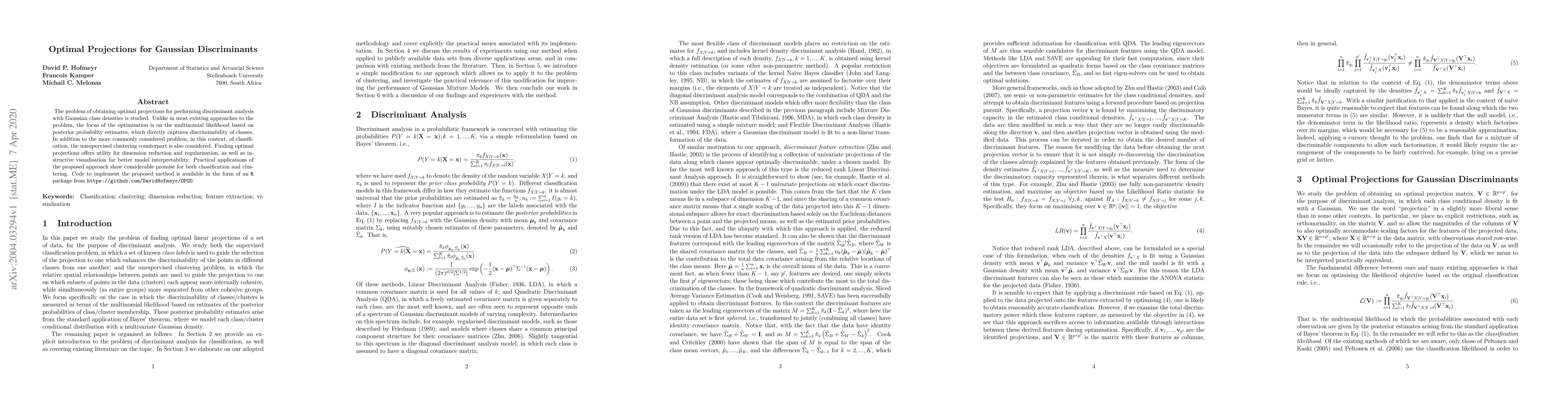 Thumbnail for Optimal Projections for Gaussian Discriminants