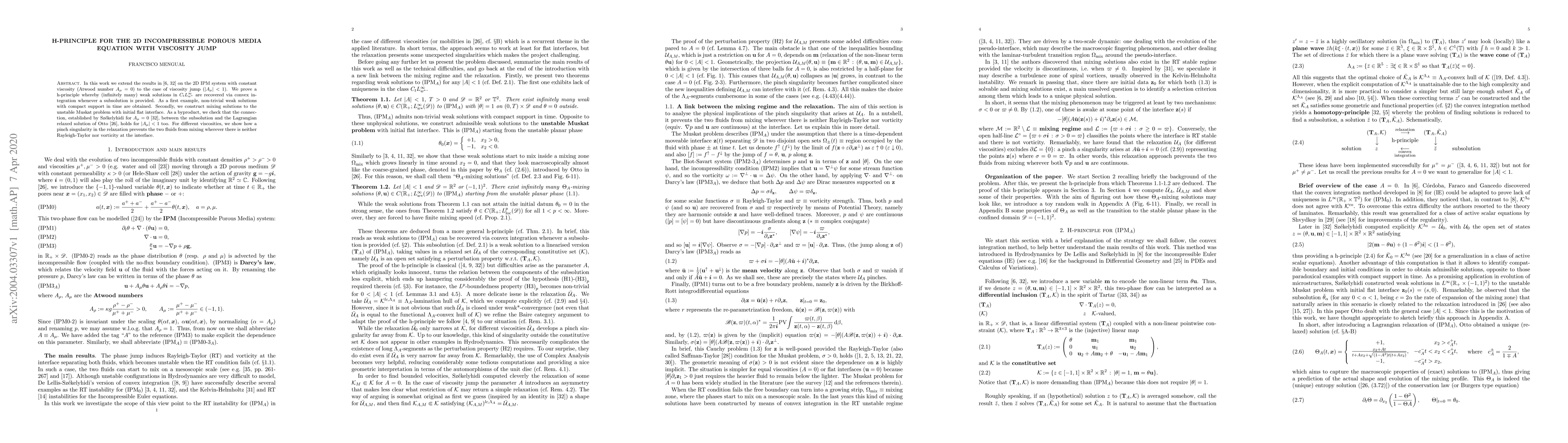 Thumbnail for H-principle for the 2D incompressible porous media equation with
  viscosity jump