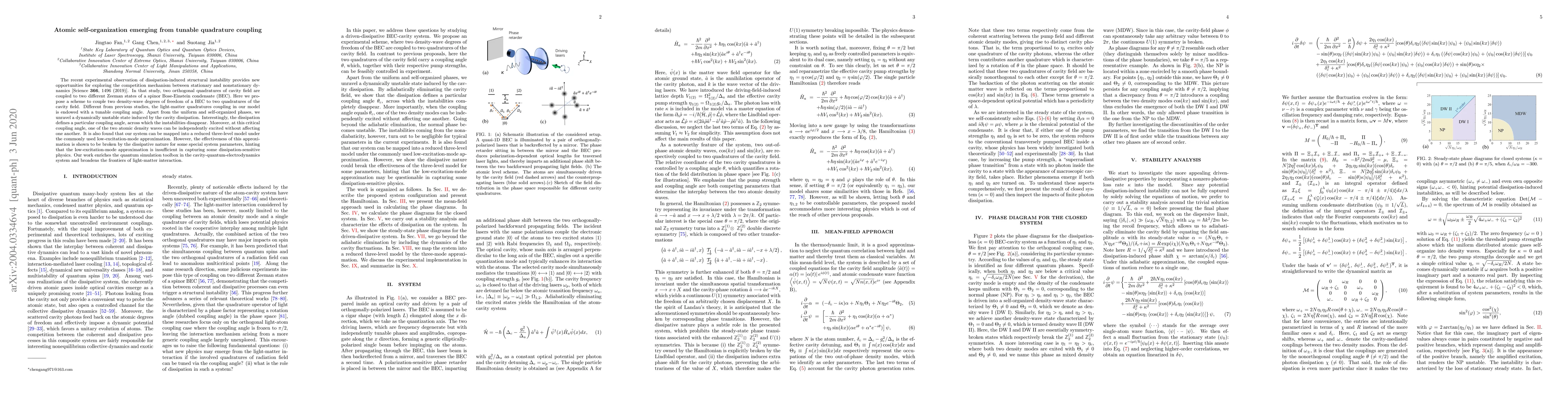 Thumbnail for Atomic self-organization emerging from tunable quadrature coupling
