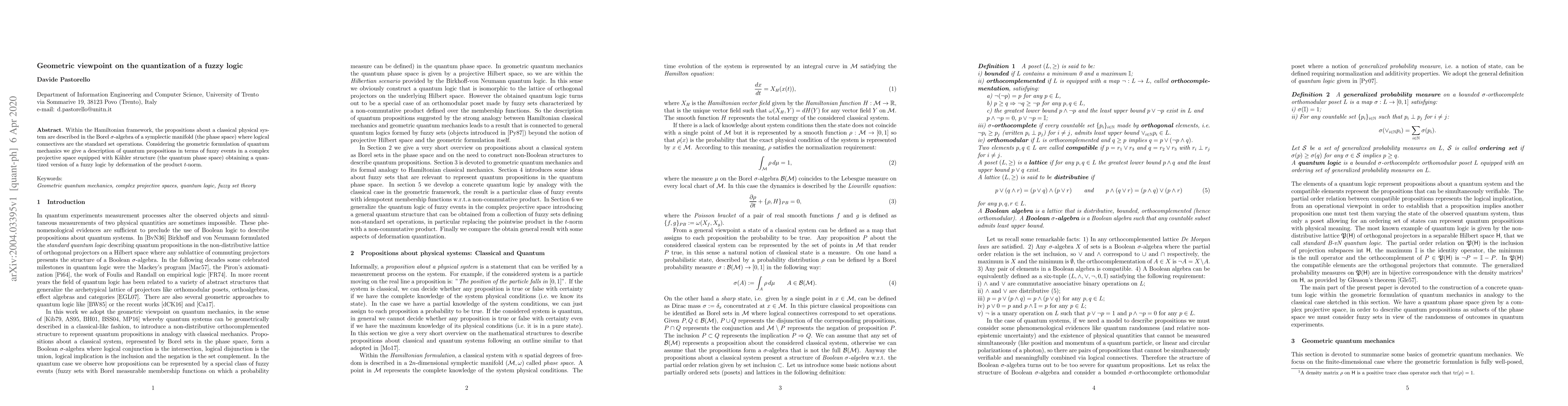 Thumbnail for Geometric viewpoint on the quantization of a fuzzy logic
