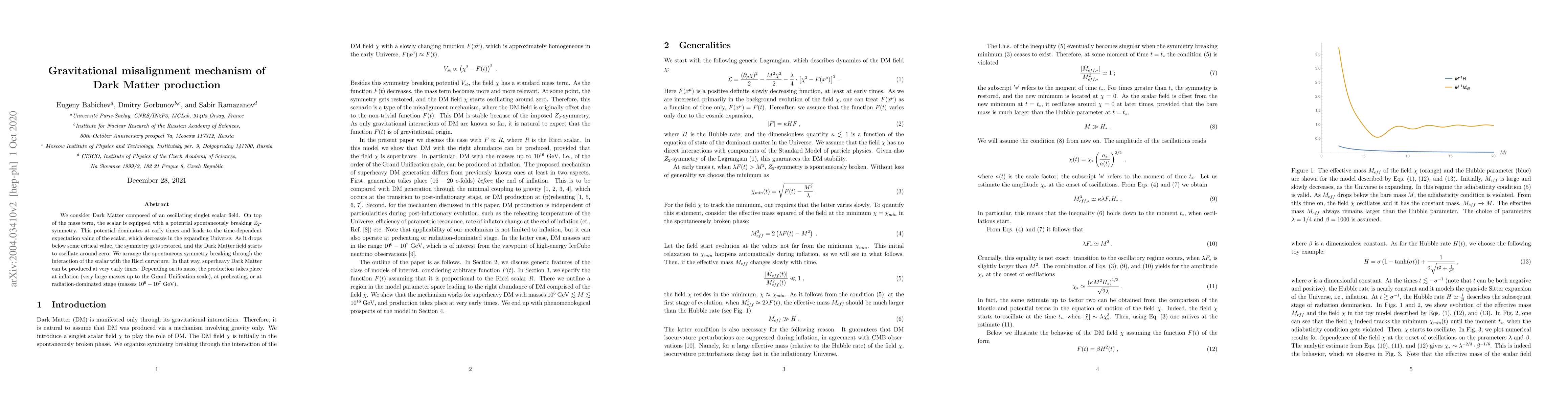 Thumbnail for Gravitational misalignment mechanism of Dark Matter production