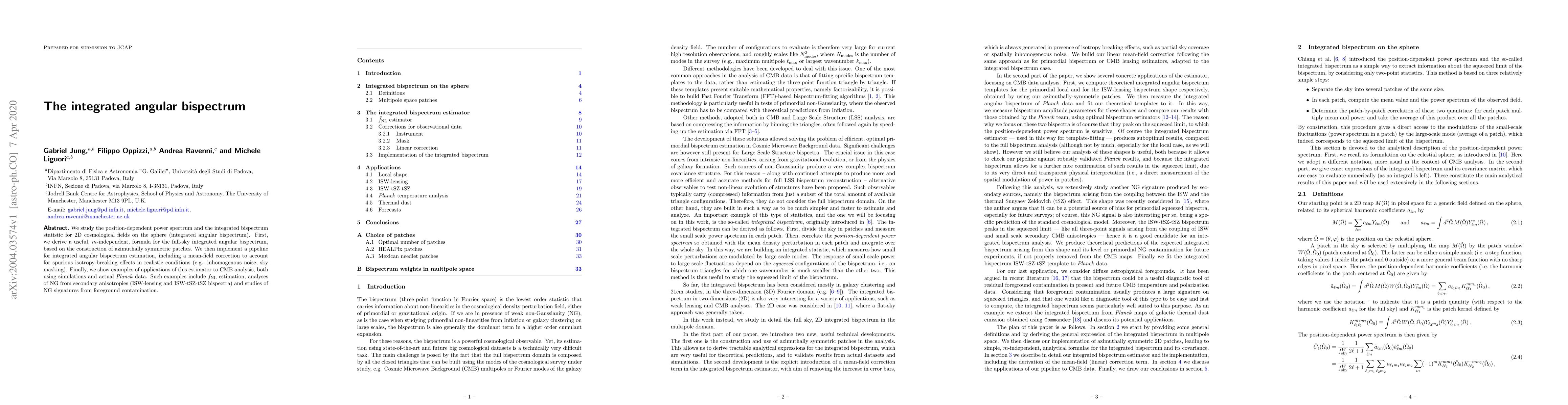 Thumbnail for The integrated angular bispectrum