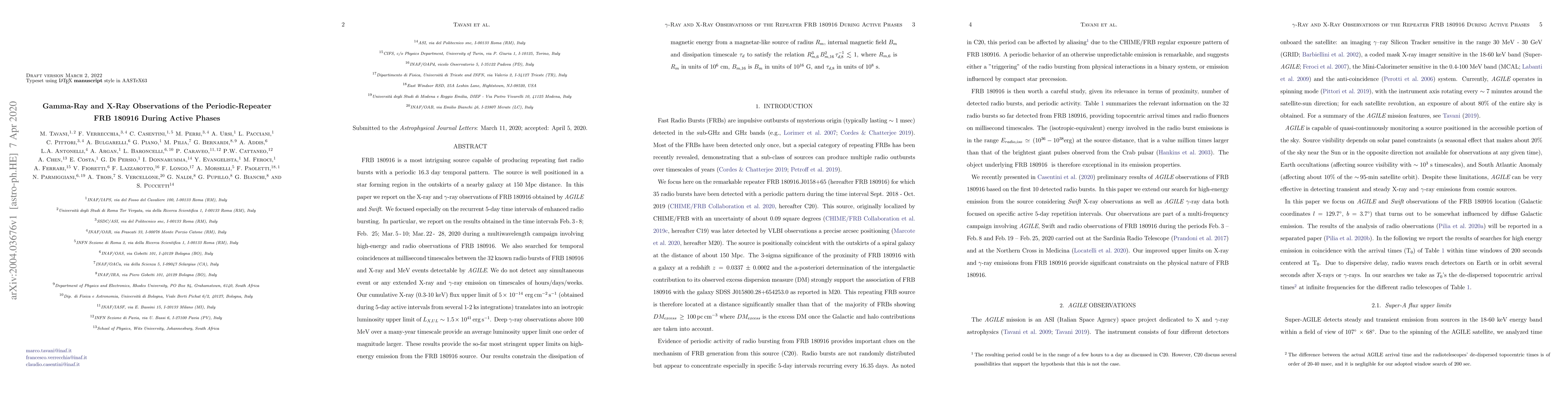 Thumbnail for Gamma-Ray and X-Ray Observations of the Periodic-Repeater FRB 180916
  During Active Phases