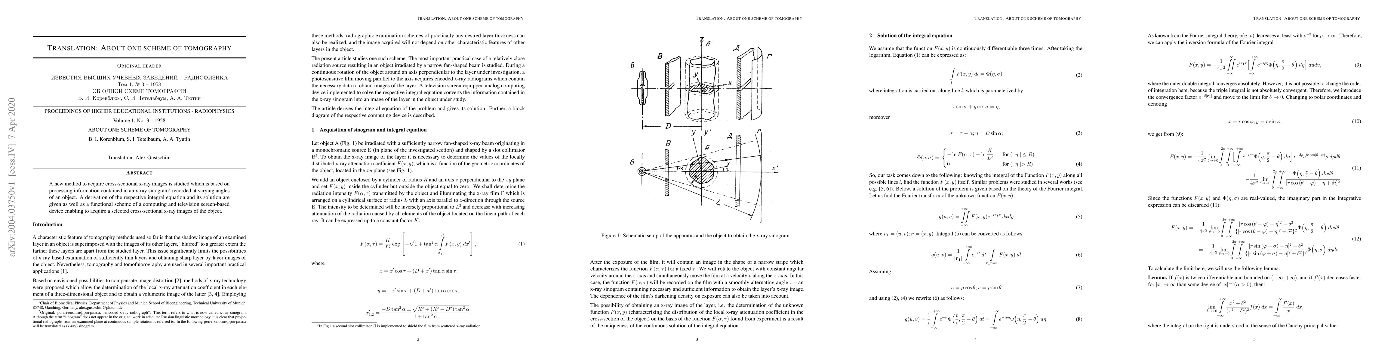 Thumbnail for Translation: About one scheme of tomography