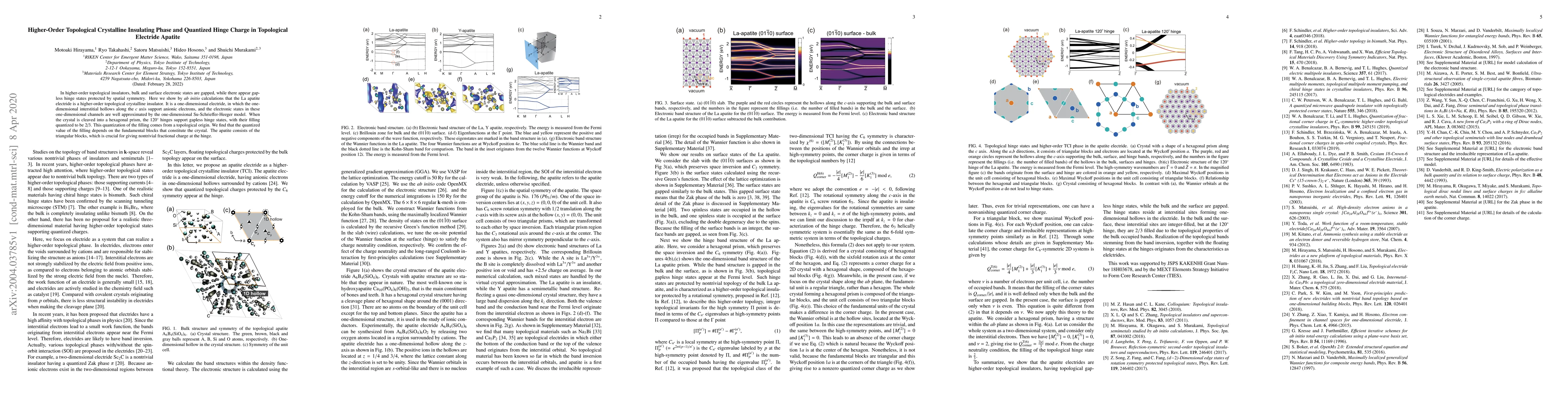 Thumbnail for Higher-Order Topological Crystalline Insulating Phase and Quantized
  Hinge Charge in Topological Electride Apatite