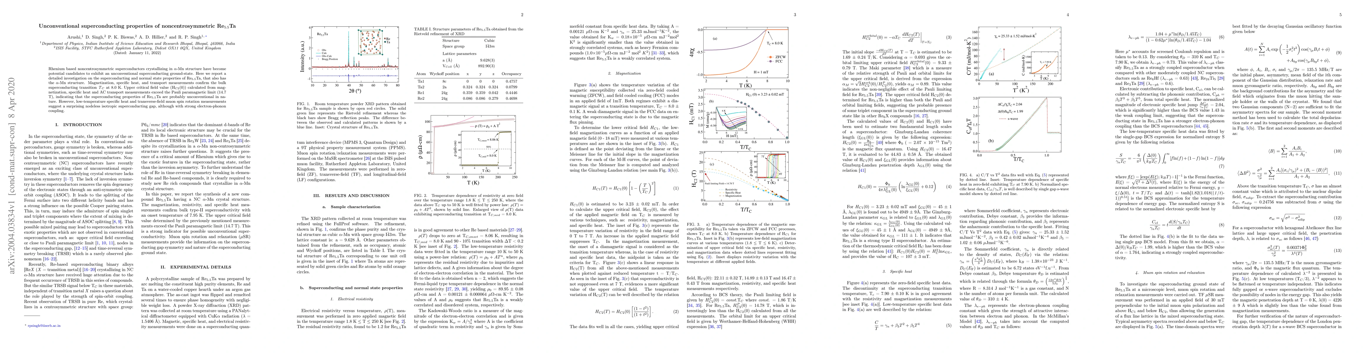 Thumbnail for Unconventional superconducting properties of noncentrosymmetric Re5.5Ta