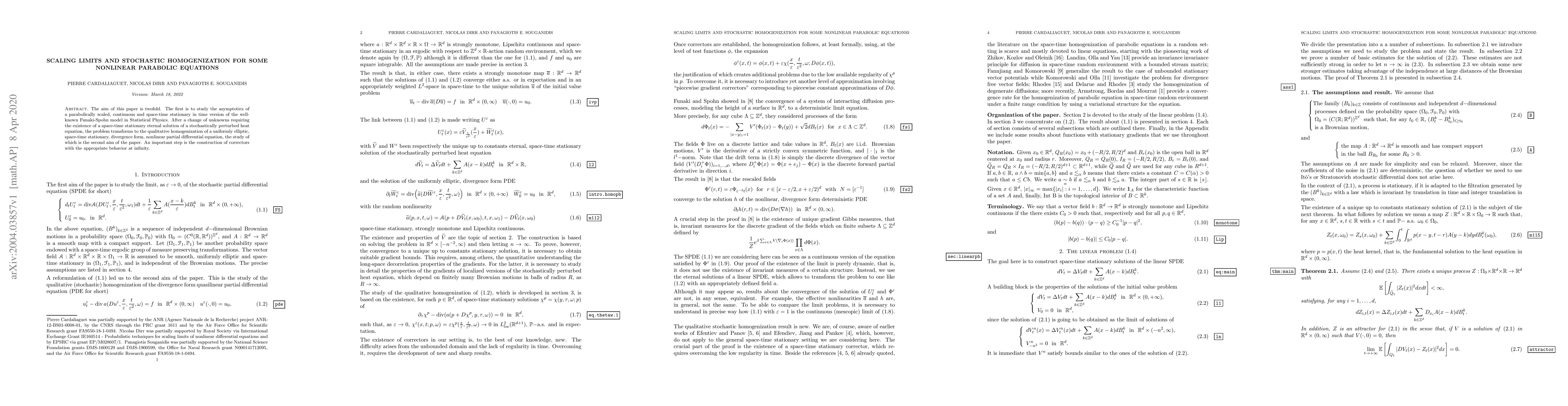 Thumbnail for Scaling limits and stochastic homogenization for some nonlinear
  parabolic equations
