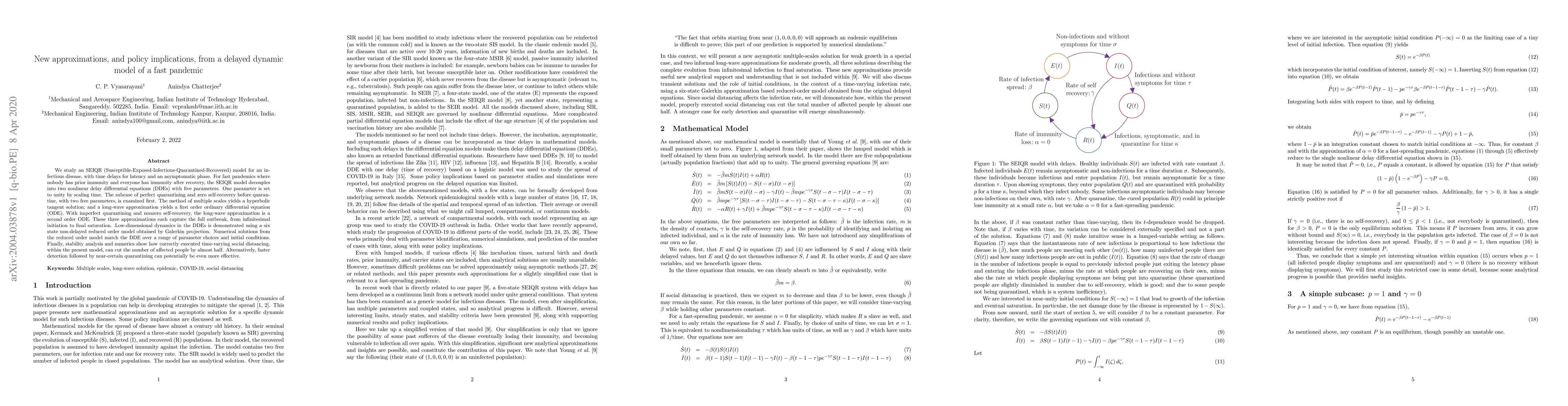 Thumbnail for New approximations, and policy implications, from a delayed dynamic
  model of a fast pandemic