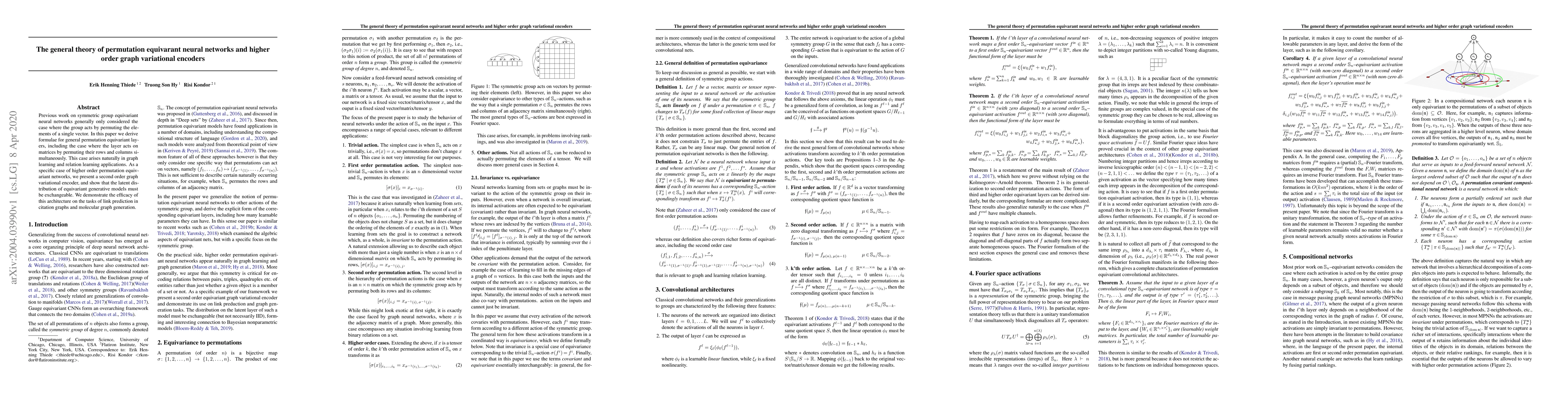 Thumbnail for The general theory of permutation equivarant neural networks and higher
  order graph variational encoders