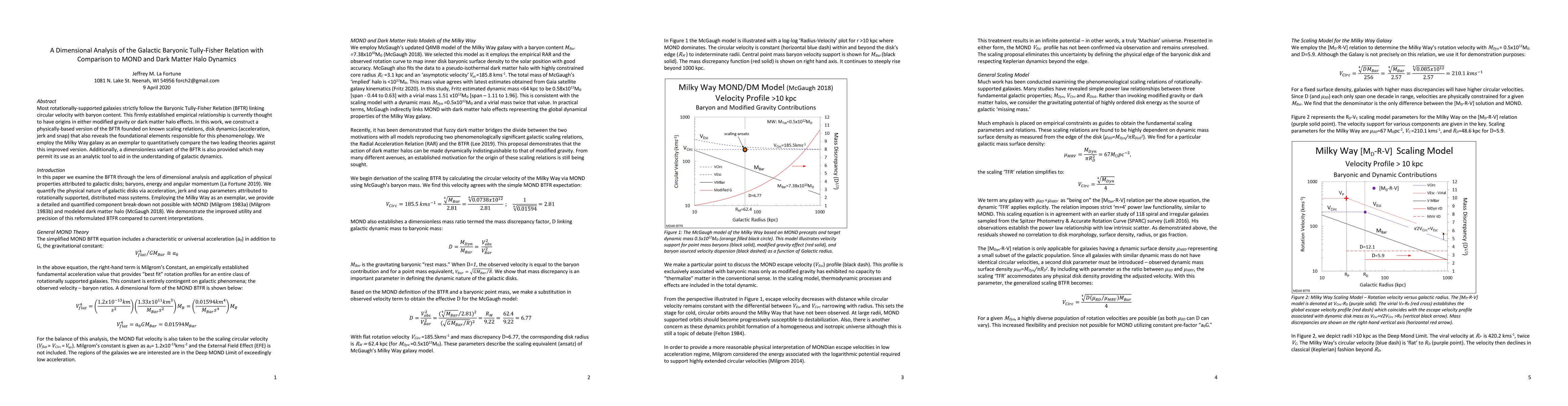 Thumbnail for A Dimensional Analysis of the Galactic Baryonic Tully-Fisher Relation
  with Comparison to MOND and Dark Matter Halo Dynamics